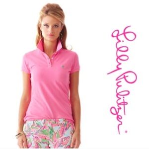Lilly Pulitzer Pink Stretchy Short Sleeve Polo S